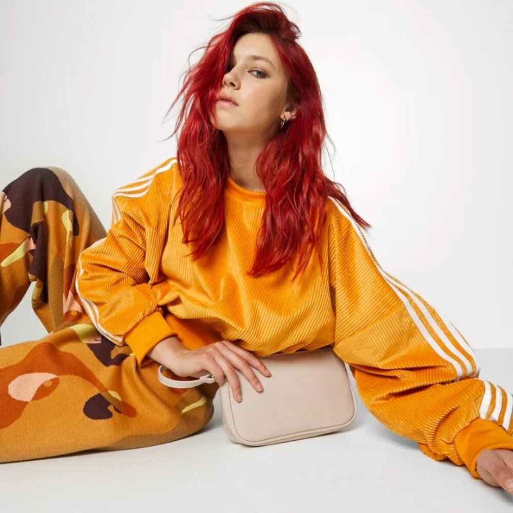 Adidas adicolor classics corded velour oversized sweatshirt